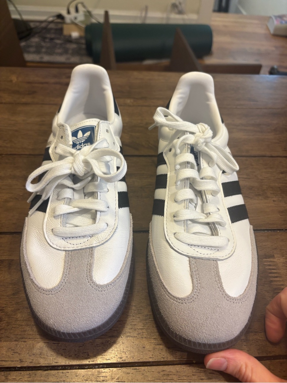 adidas Samba Leather Sneaker - White, Black, Grey - Picture 3 of 6